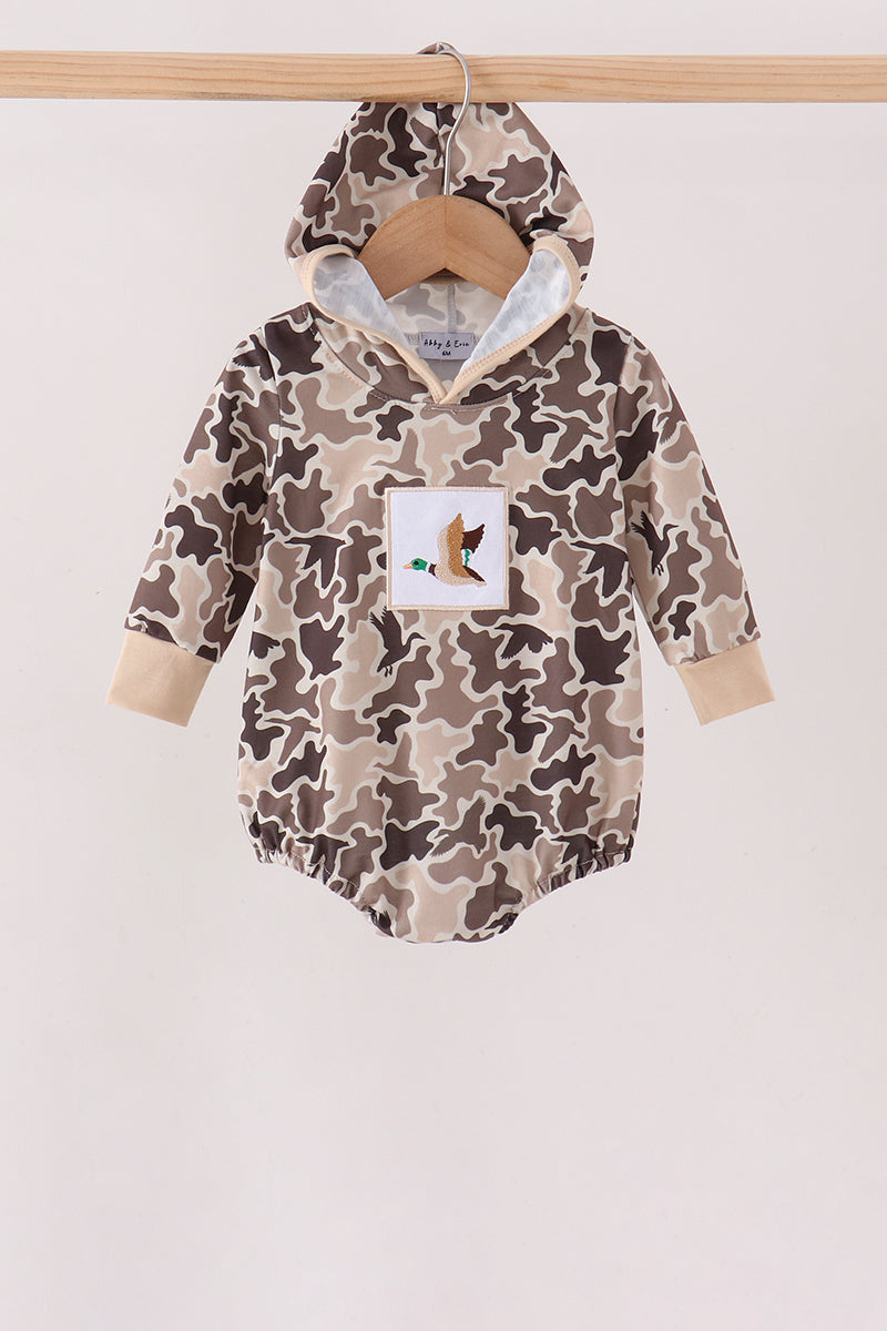 Camouflage Duck Embroidery Hoodie Bubble