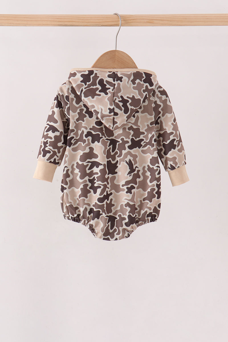 Camouflage Duck Embroidery Hoodie Bubble