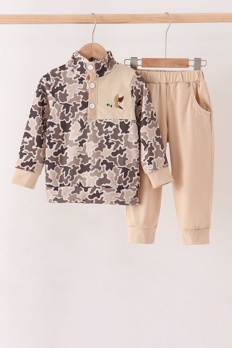 Camouflage Duck Embroidery Jogger Set