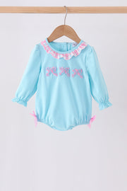 Blue Bow French Knot Ruffle Bubble