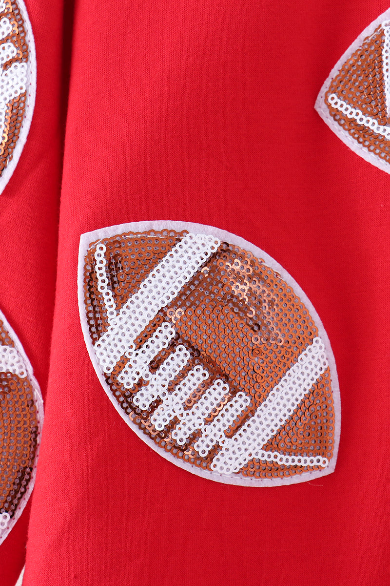 Red Football Sequin Mom&me Top