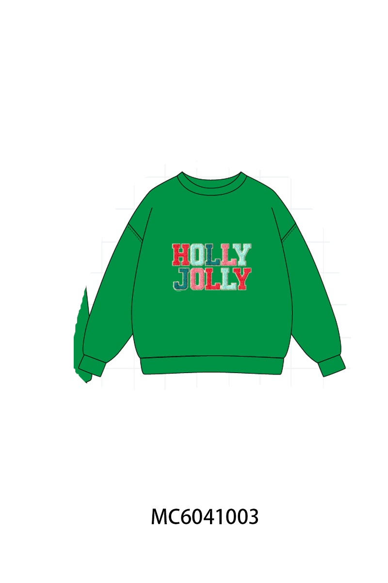 Green Holly Jolly French Knot Top