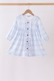 Blue Plaid Ruffle Dress