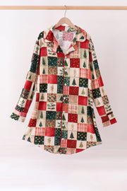 Maroon Checkered Tree Mom Gown