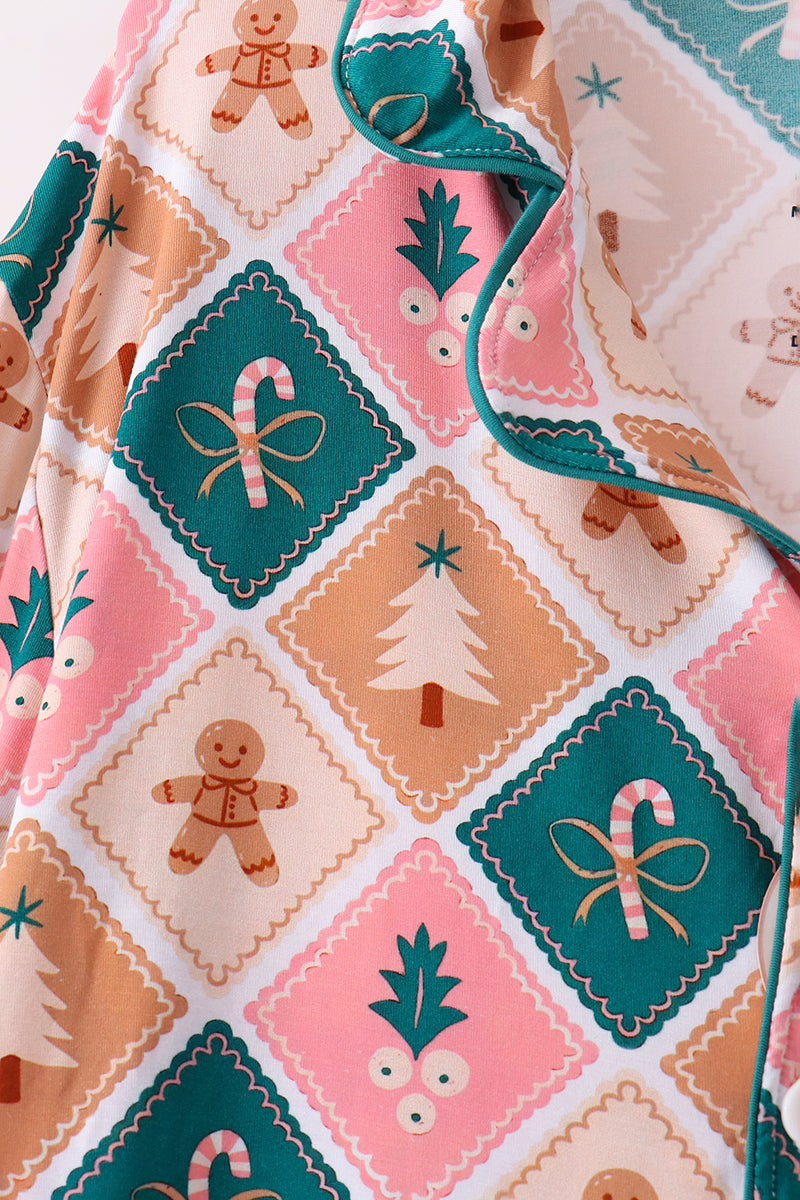 Green Gingerbread Bamboo Mom&me Pajama Set