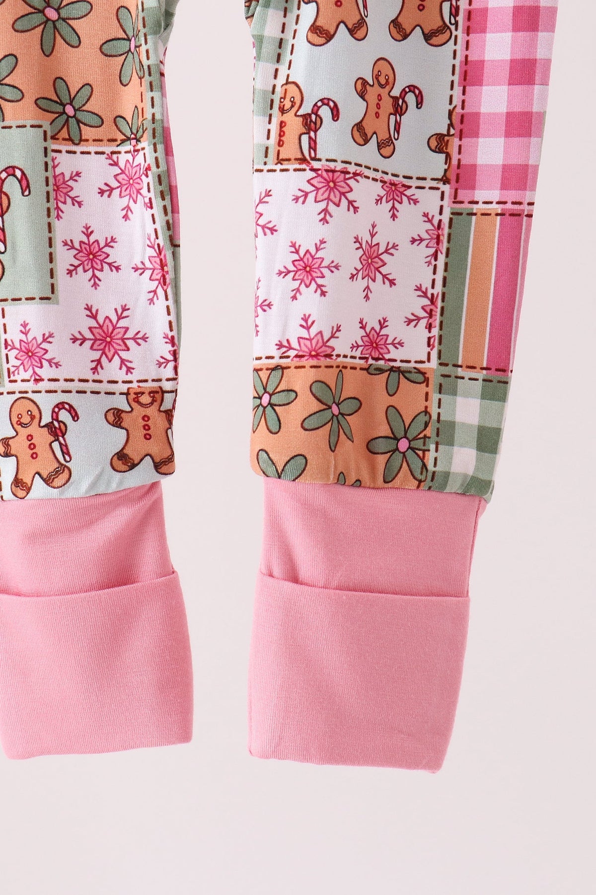 Pink Gingerbread Checkered Bamboo Romper