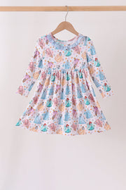 Blue Princess Ruffle Bamboo Dress