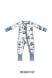 Blue Excavator Bamboo Romper