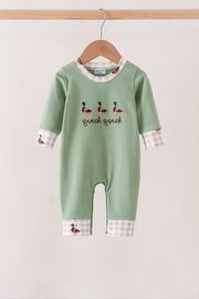 Green Duck Guack Guack Embroidery Romper