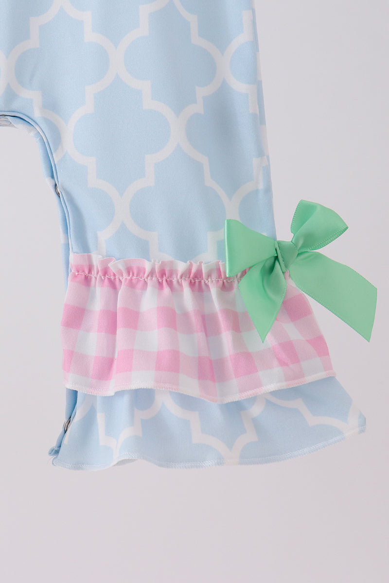 Blue Birthday Cake Appilque Ruffle Romper