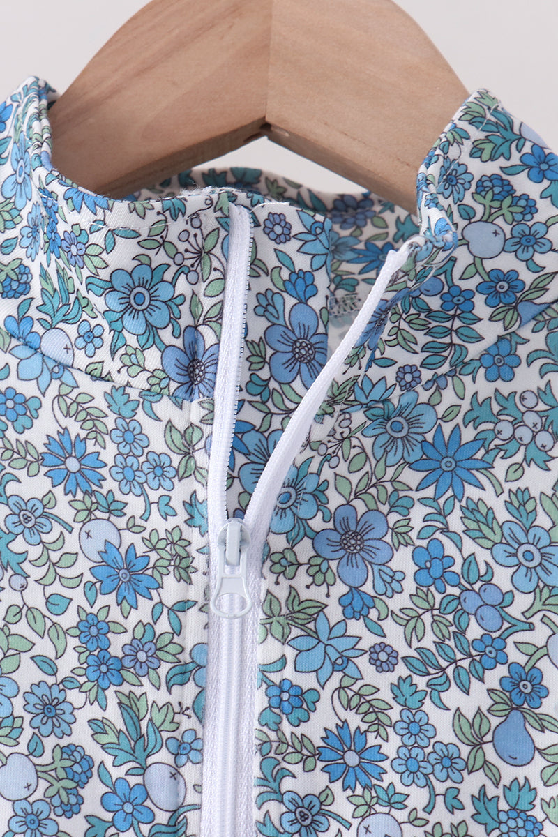 Teal Floral Print Mom&me Skorts Set