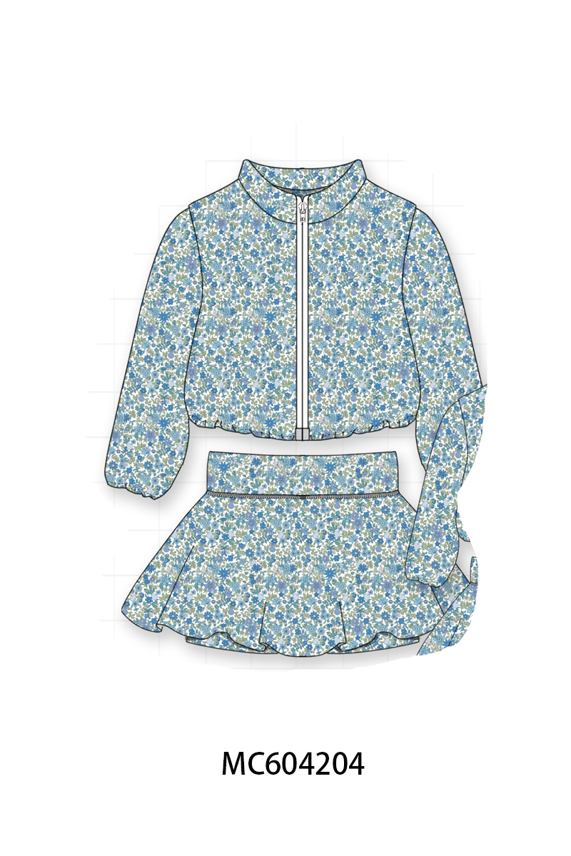 Teal Floral Print Mom&me Skorts Set