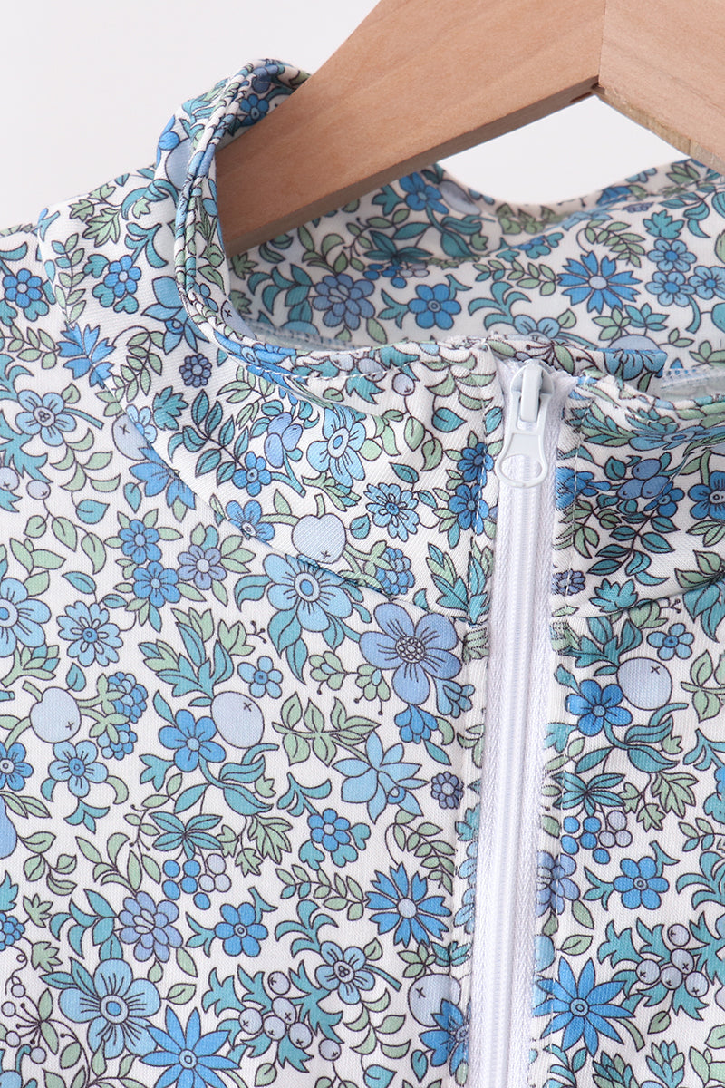 Teal Floral Print Mom&me Skorts Set