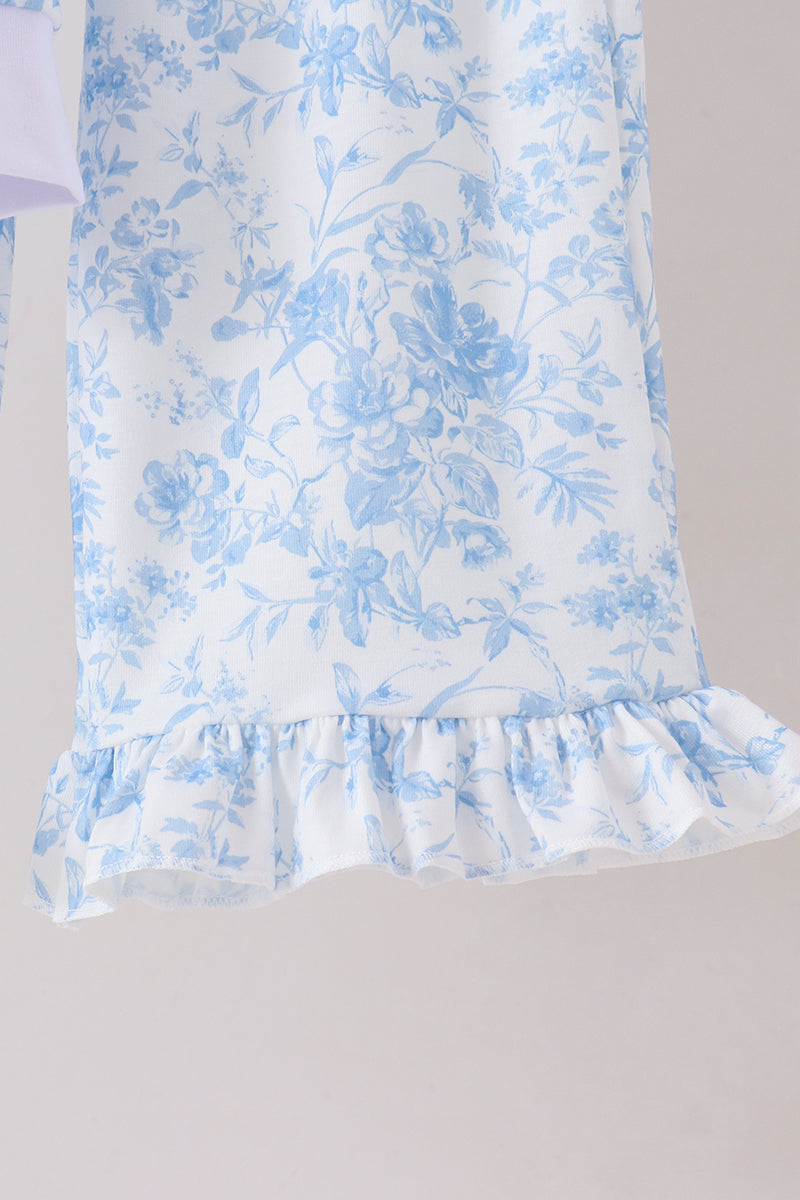 Blue Floral Print Mom&me Pants Set