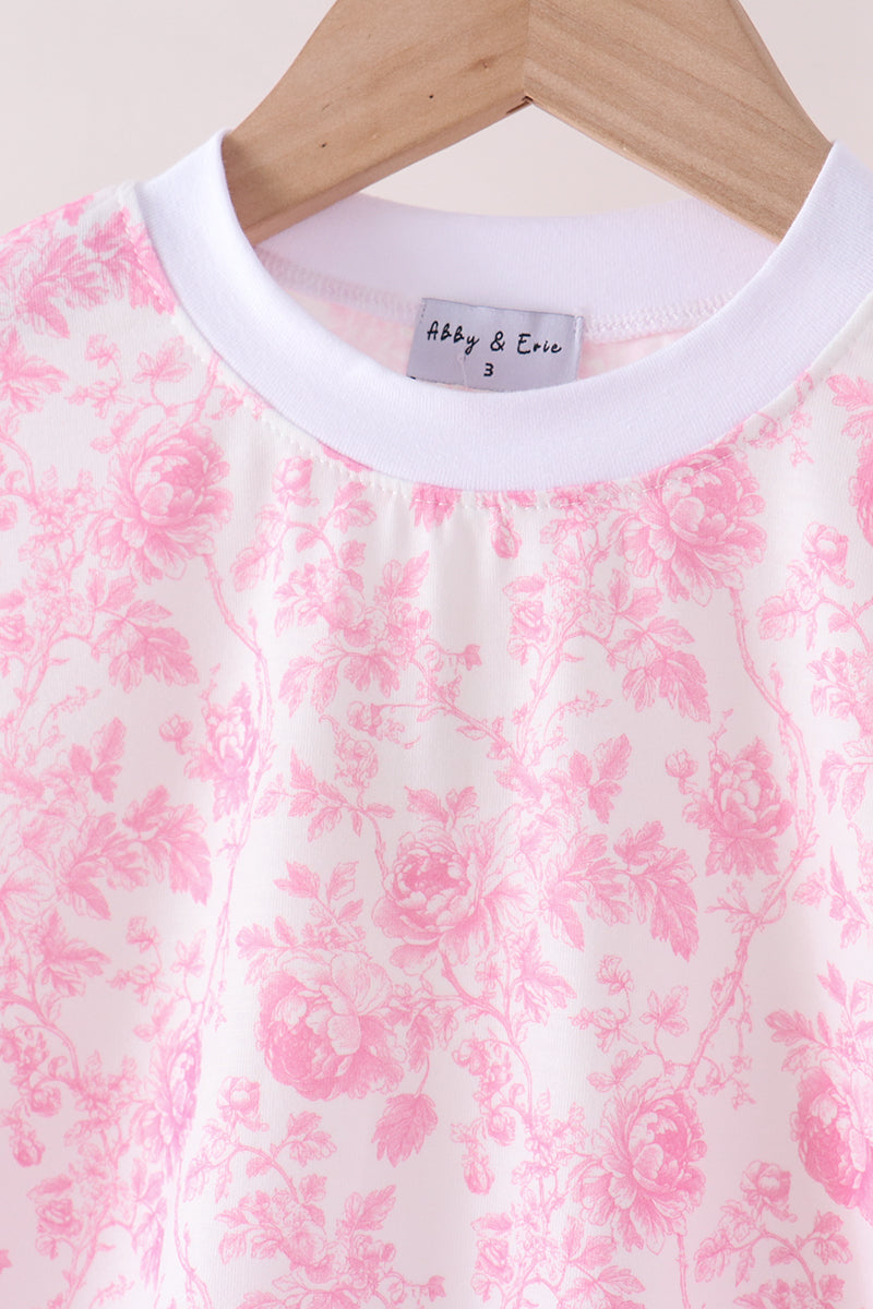 Pink Floral Print Mom&me Pants Set