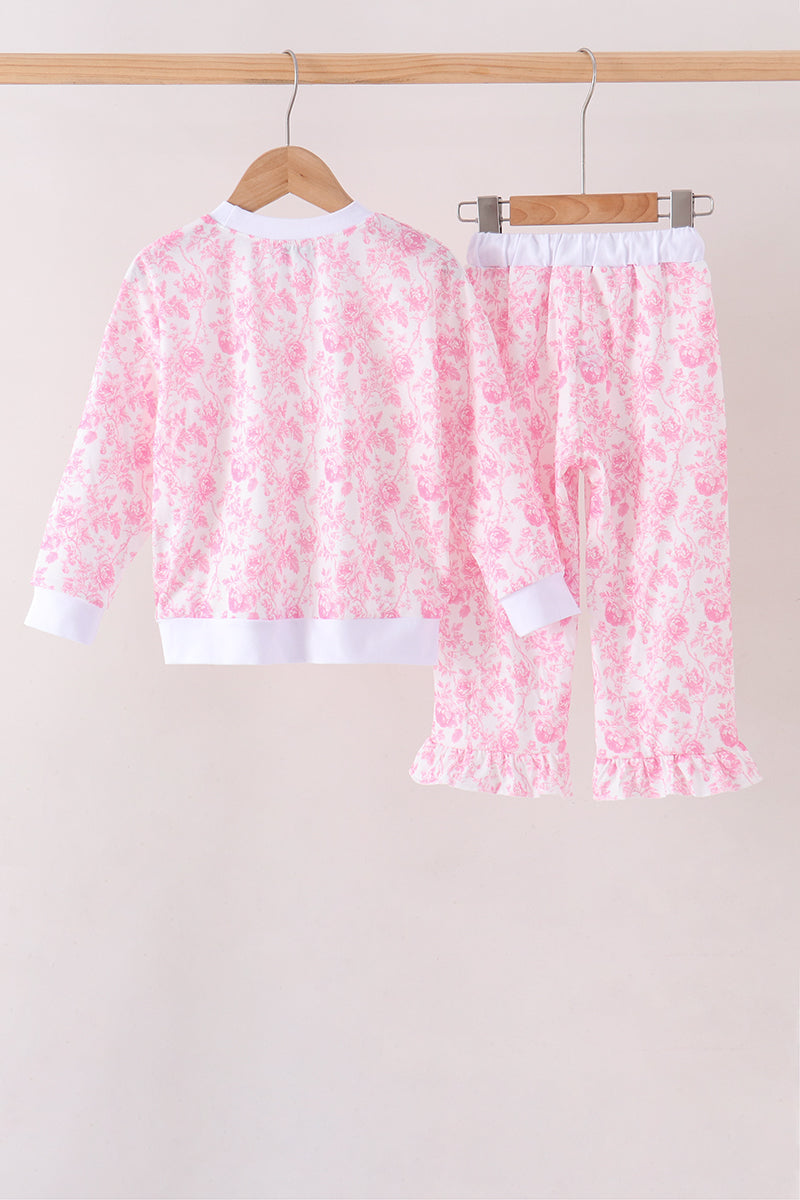 Pink Floral Print Mom&me Pants Set