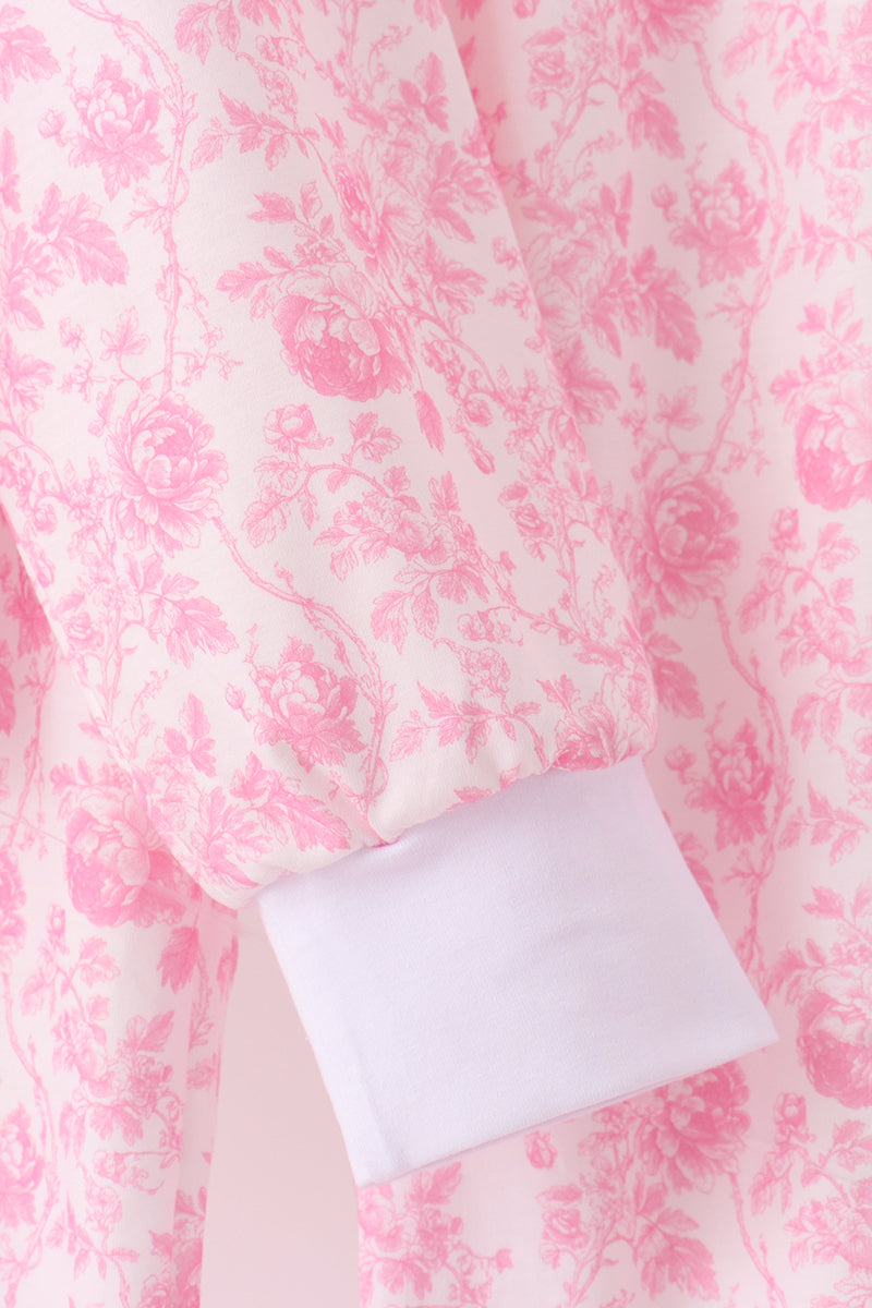 Pink Floral Print Mom&me Pants Set