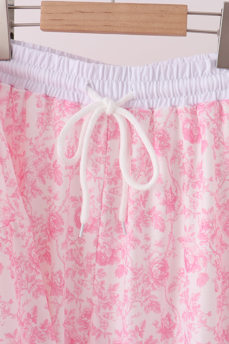 Pink Floral Print Mom&me Pants Set