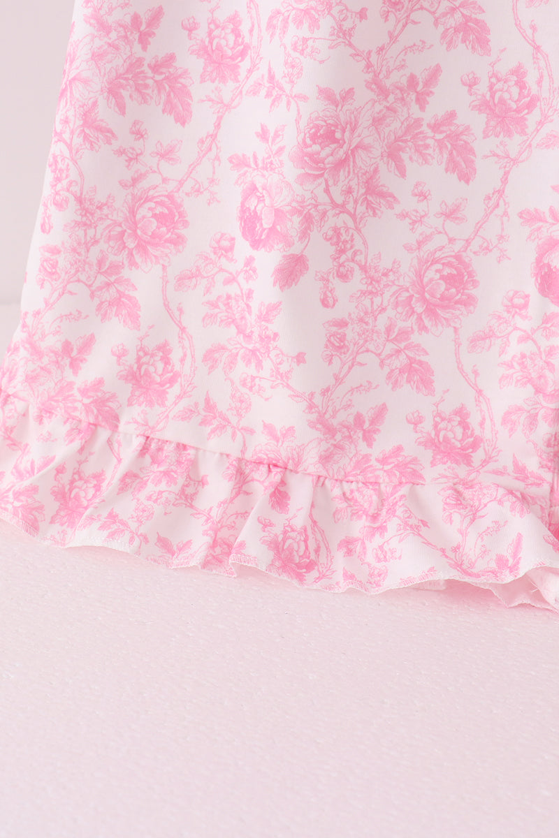 Pink Floral Print Mom&me Pants Set