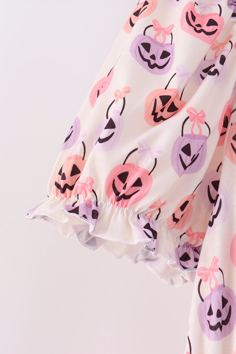 Jack-o-lantern Print Tiered Mom Dress