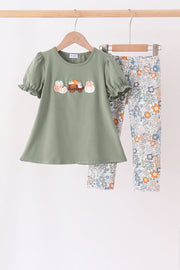 Green Pumpkin French Knot Pants Set