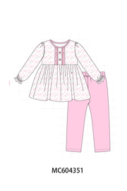 Pink Floral Ruffle Pants Set