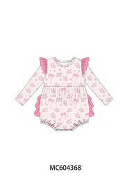 Pink Floral Bow Ruffle Bubble