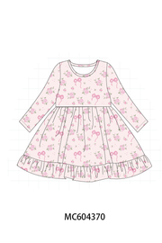 Pink Floral Bow Ruffle Dress