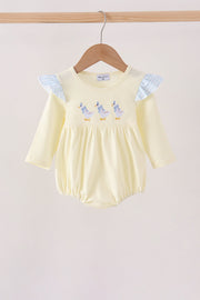 Beige Goose Embroidery Ruffle Bubble