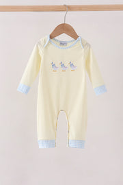 Beige Goose Embroidery Romper