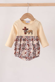 Khaki Camoufalge Cross Deer Embroidery Bubble