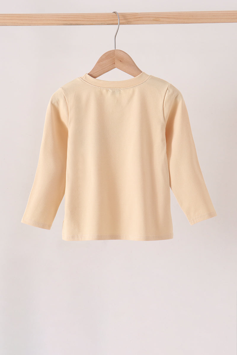 Khaki Cross Deer Embroidery Top