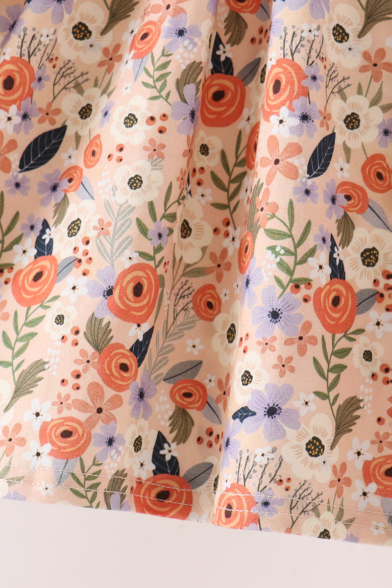 Coral Floral Smocked Dress