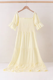 Cream Smocked Mom Tiered Dress