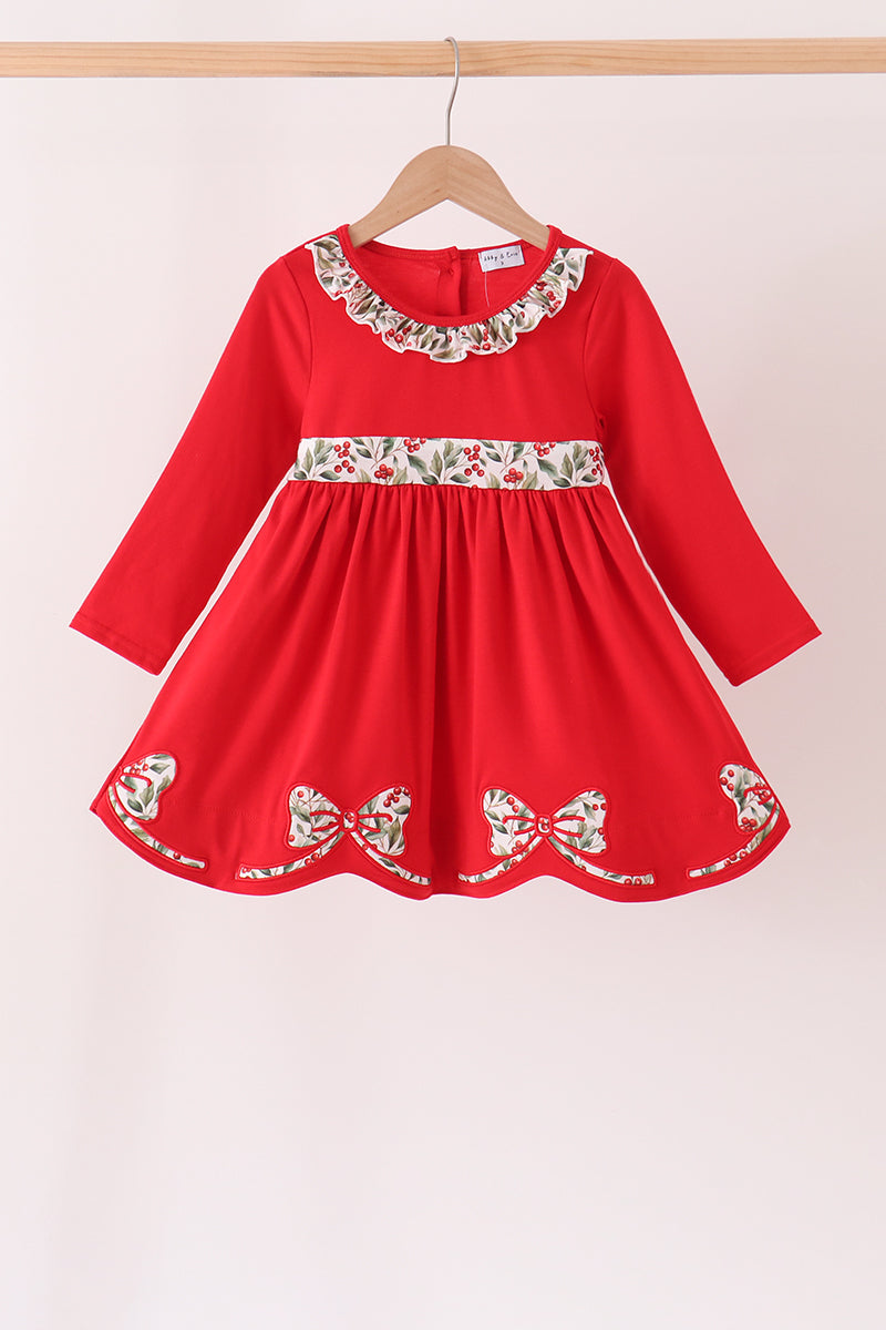 Red Bow Ruffle Dress