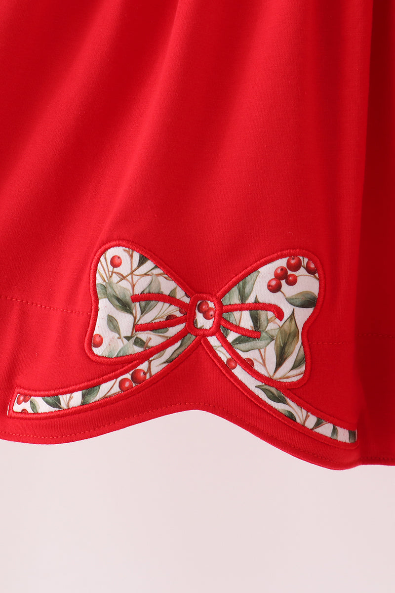 Red Bow Ruffle Dress