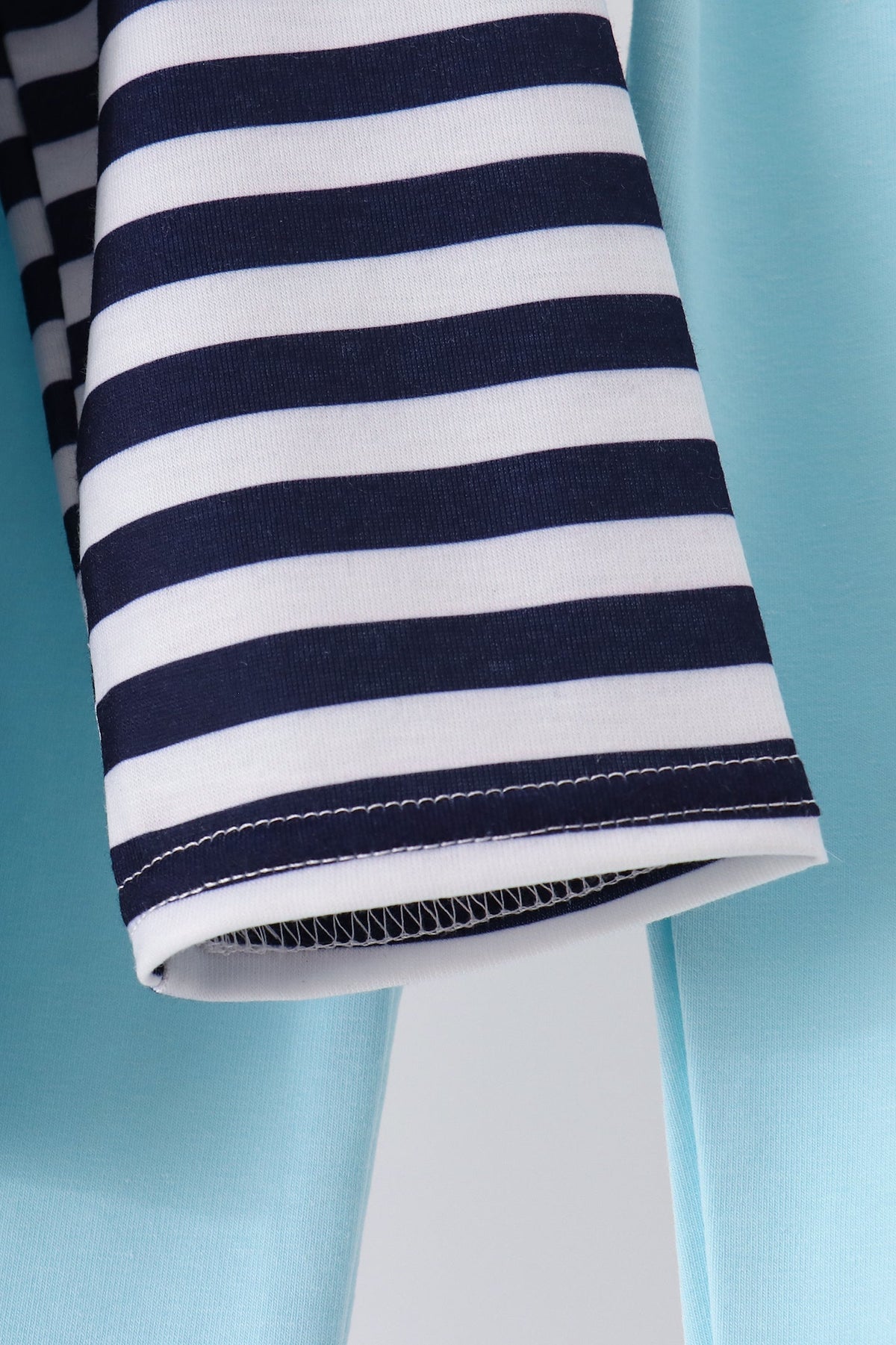 Blue Train Embroidery Stripe Pants Set