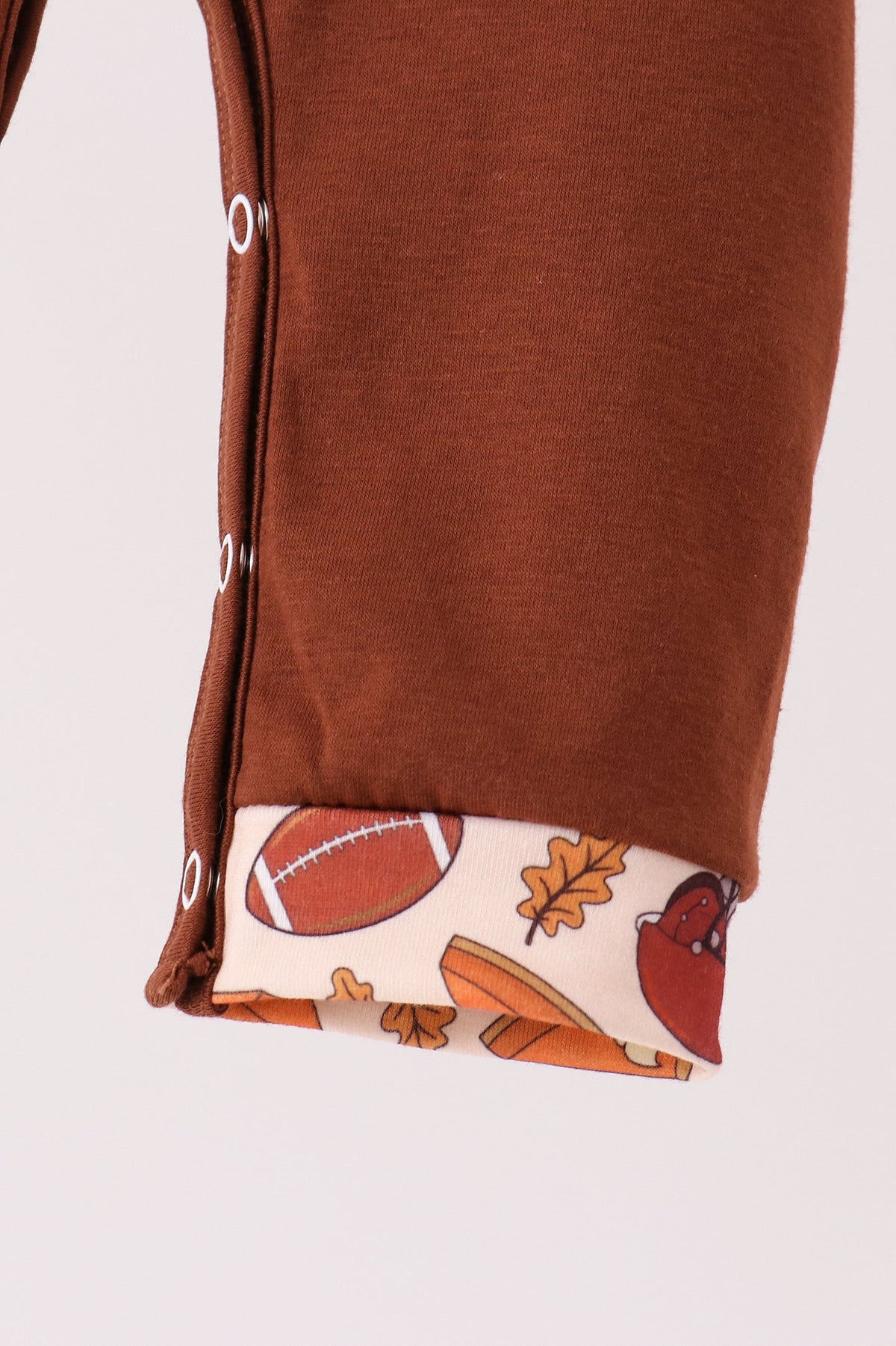 Brown Touchdown Football Embroidery Romper