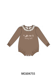 Brown Howdy Y'all Western Embroidery Ruffle Bubble