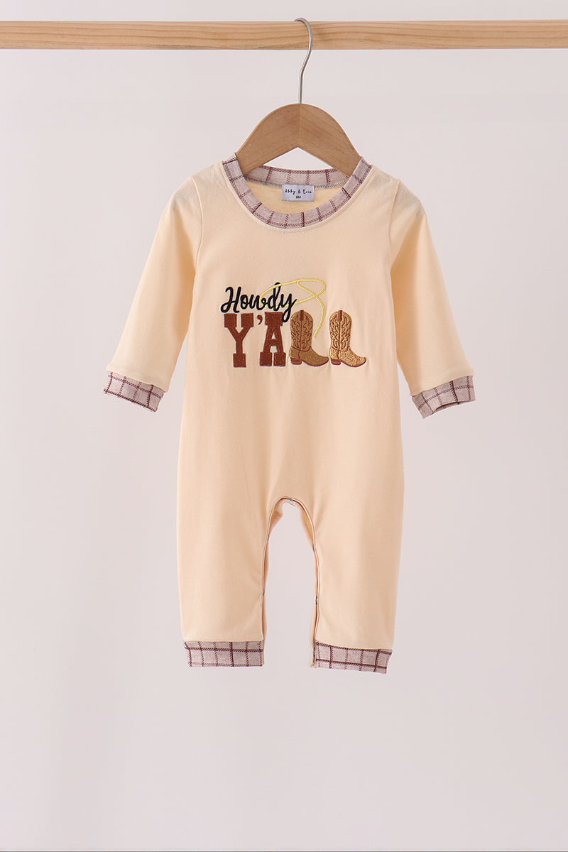 Brown Howdy Y'all Boots Embroidery Bubble