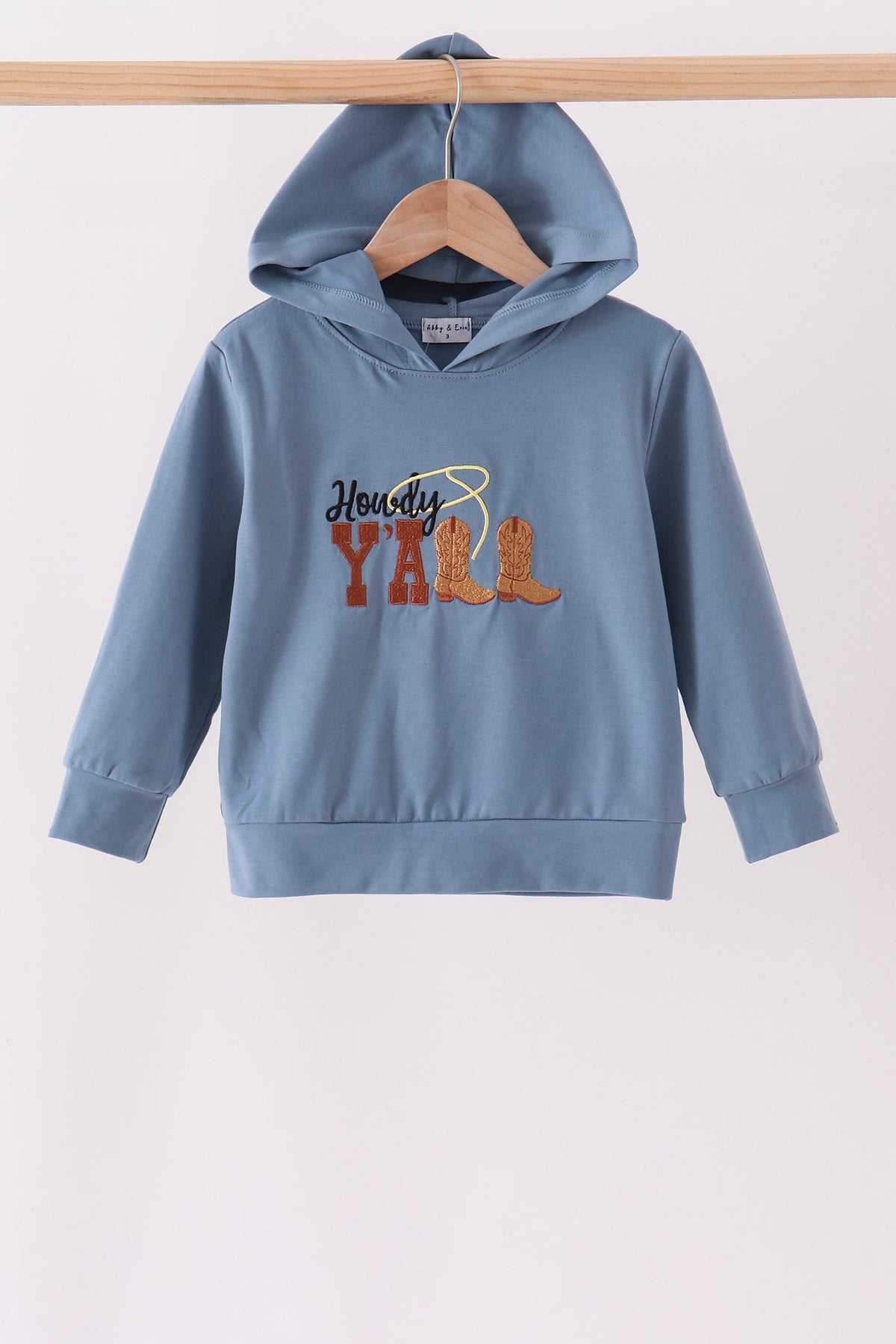 Blue Howdy Y'all Boots Embroidery Hoodie