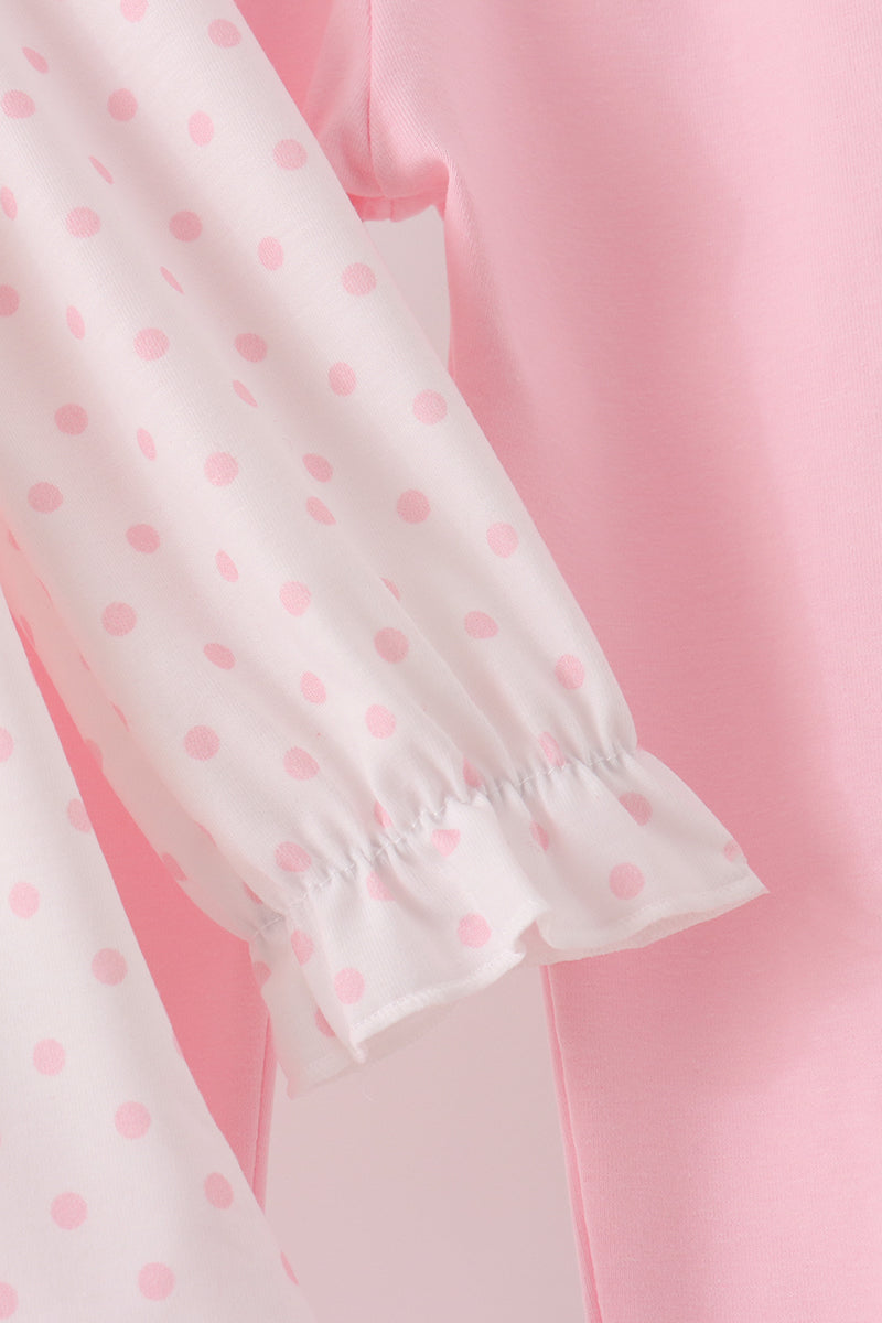 Pink French Knot Dot Pants Set