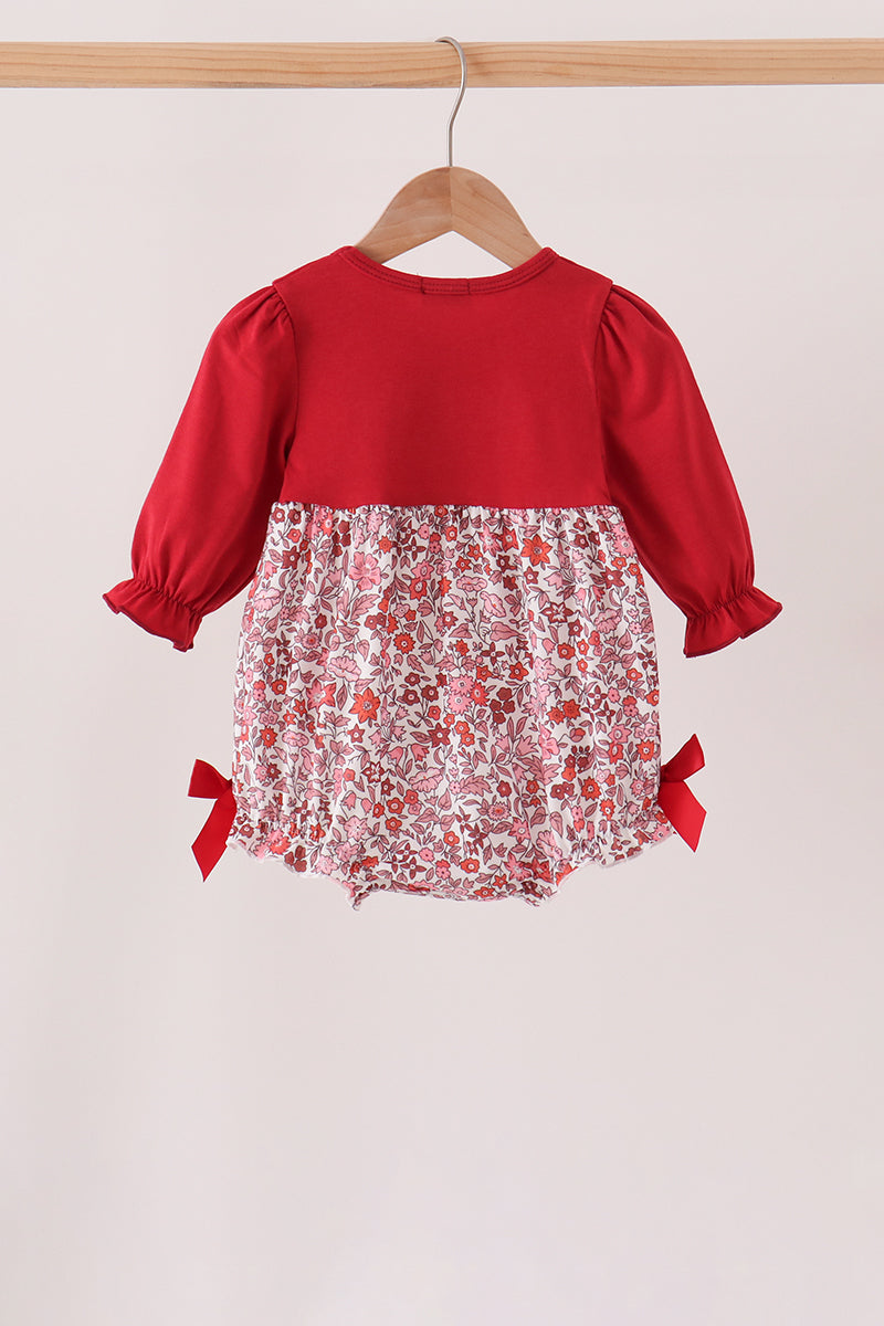 Maroon Thankful Floral Leaves Embroidey Bubble