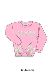 Pink Floral Bow Applique Top