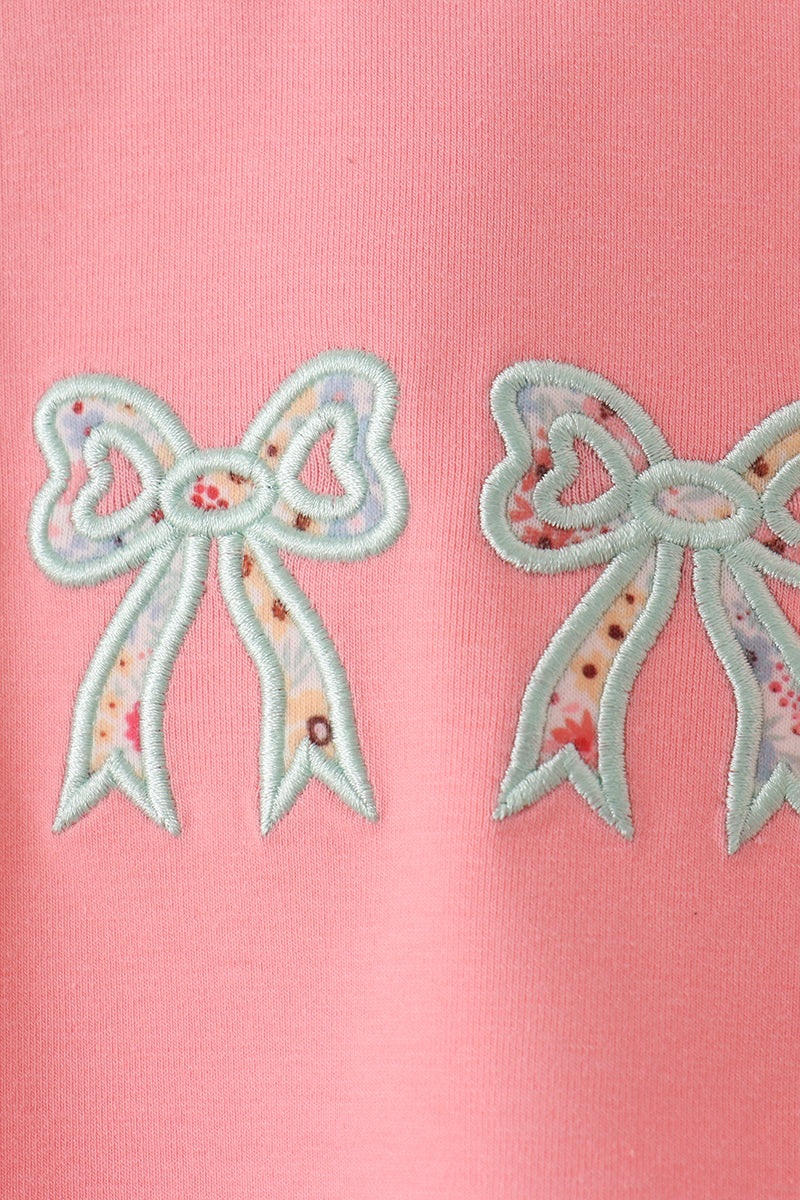 Pink Floral Bow Applique Top