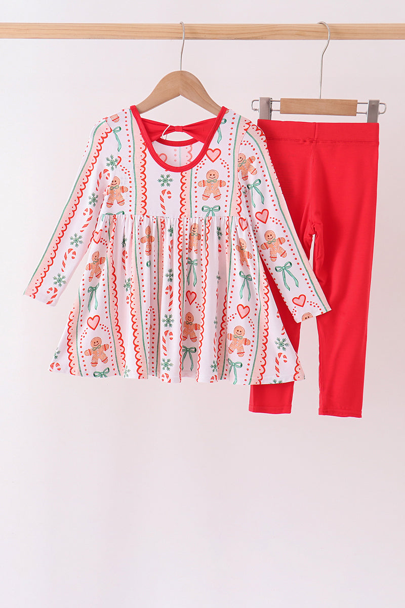 Red Gingerbread Bamboo Pants Set
