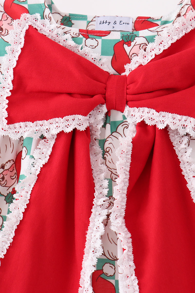 Red Santa Bow Lace Dress