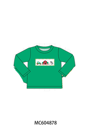 Green Farm Cow Embroidery Top