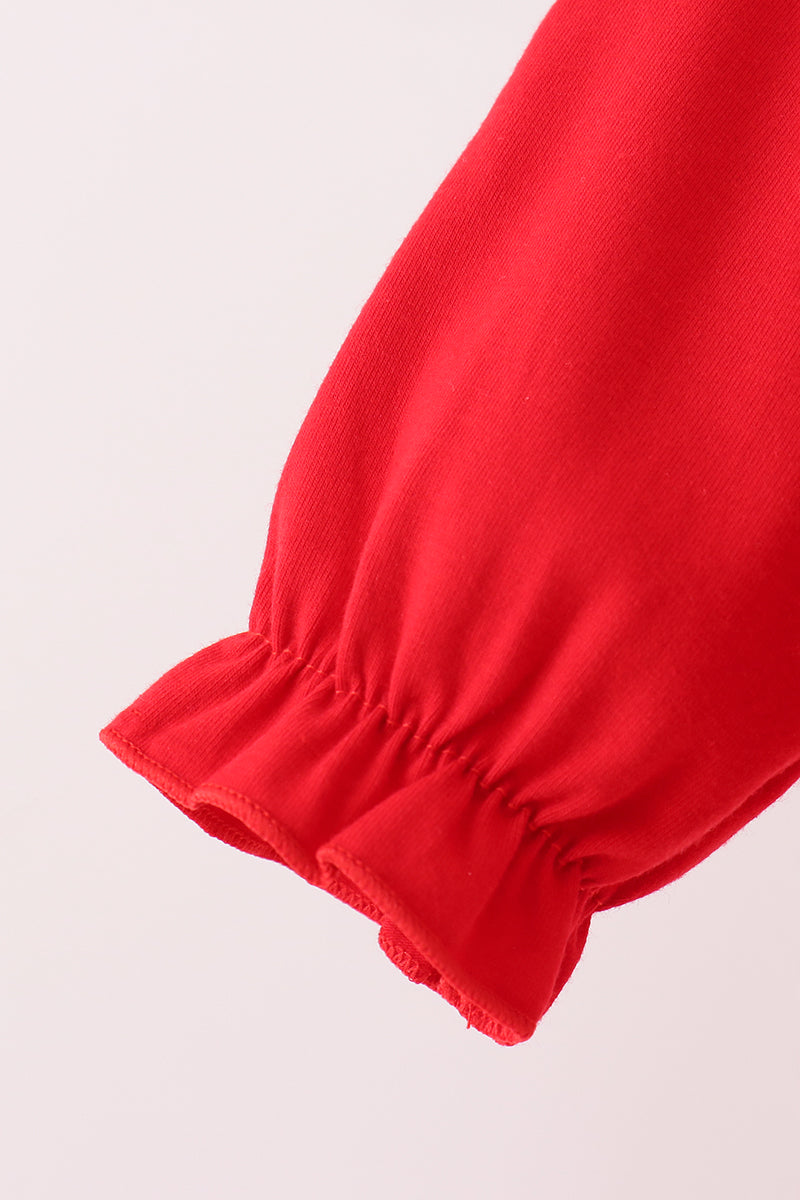 Red Holly Jolly Embroidery Ruffle Bubble
