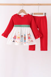 Red Nutcracker Ruffle Pants Set